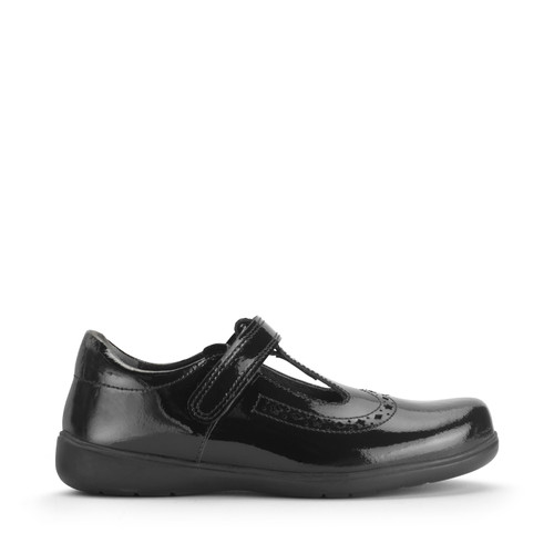 start rite Hope Black patent girls rip-tape T-bar school shoes