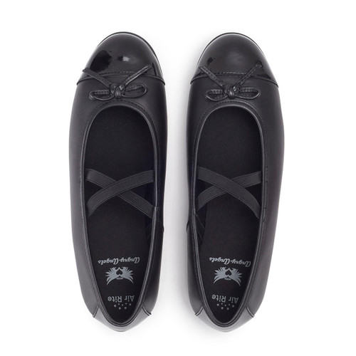 Start Rite Idol Black Leather/patent Girls Slip-on School Shoes