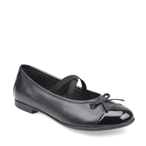 Start Rite Idol Black Leather/patent Girls Slip-on School Shoes