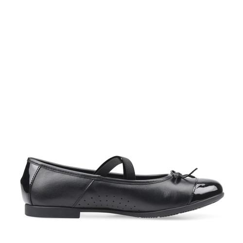Start Rite Idol Black Leather/patent Girls Slip-on School Shoes