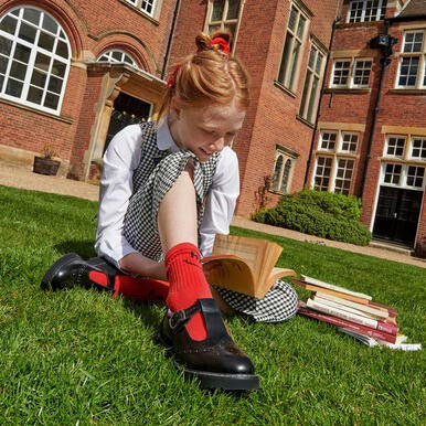 Start Rite Imagine Black Hi Shine Leather Girls T-bar Buckle Angry Angels School Shoes