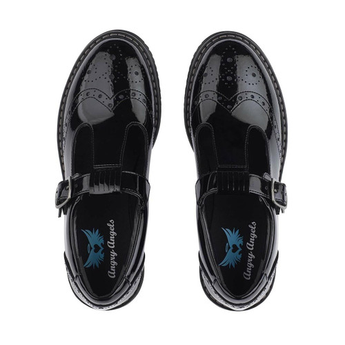 Start Rite Imagine Black Patent Girls T-bar Buckle Angry Angels School Shoes