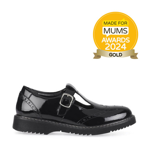 start rite Imagine Black patent girls T-bar buckle Angry Angels school shoes