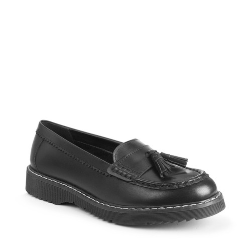 Start Rite Infinity Black Leather Slip-on Girls Angry Angels School Shoes