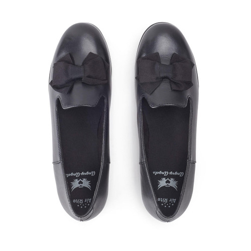 Start Rite Inspire Black Leather Girls Slip On School Shoes