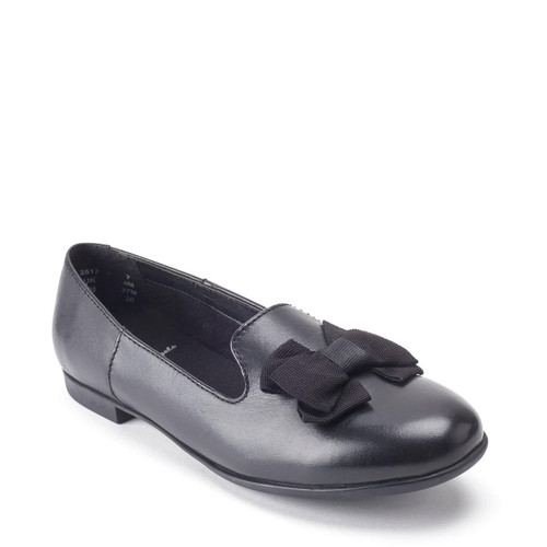 Start Rite Inspire Black Leather Girls Slip On School Shoes