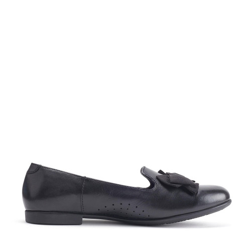 Start Rite Inspire Black Leather Girls Slip On School Shoes