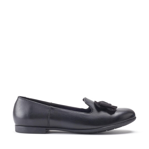 start rite Inspire Black leather girls slip on school shoes
