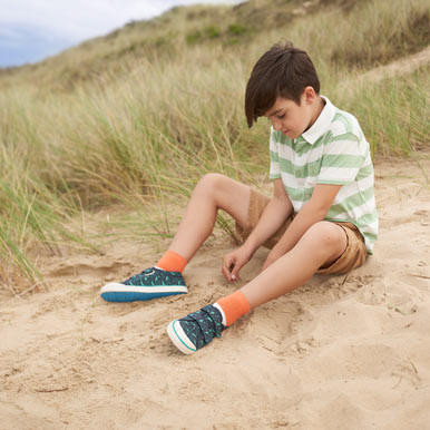 Start Rite Jurassic Navy Blue Dino Print Boys Rip-tape Canvas Shoes