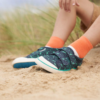 Start Rite Jurassic Navy Blue Dino Print Boys Rip-tape Canvas Shoes