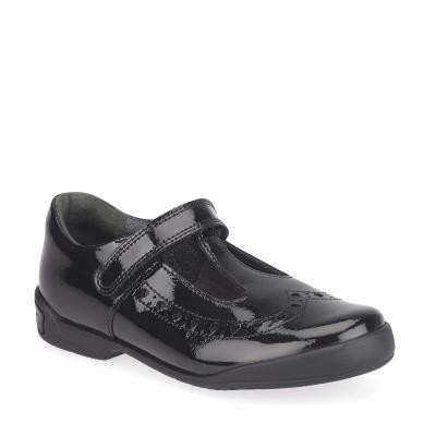 Start Rite Leapfrog Black Patent Girls Rip-tape T-bar School Shoes