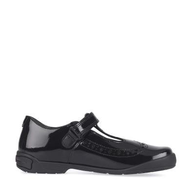 Start Rite Leapfrog Black Patent Girls Rip-tape T-bar School Shoes