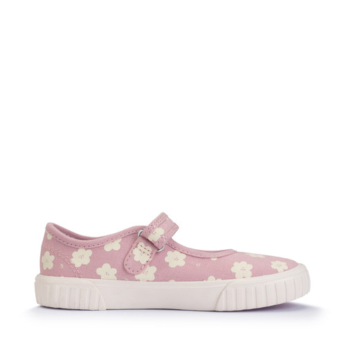 Start Rite Lemonade Dusty Pink Flower Girls Single Bar Rip-tape Canvas Shoes