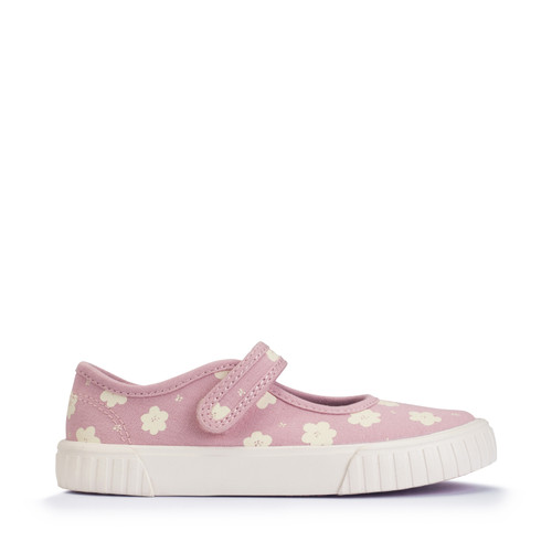 start rite Lemonade Dusty pink flower girls single bar rip-tape canvas shoes