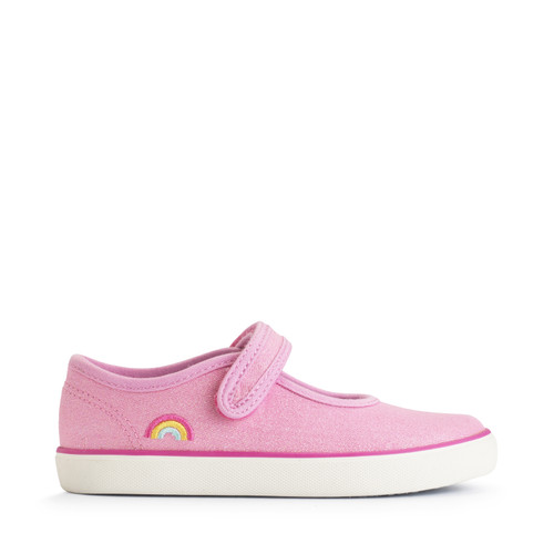 start rite Lemonade Pink glitter rainbow girls single bar rip-tape canvas shoes