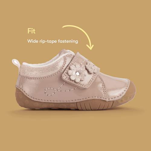 Start Rite Lila Taupe Patent Girls Closed Rip-tape Pre-walkers