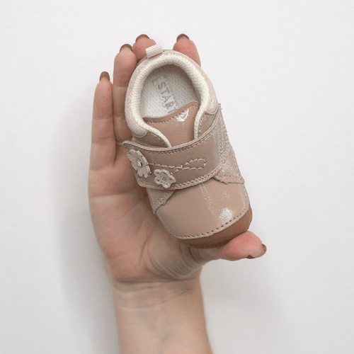 Start Rite Lila Taupe Patent Girls Closed Rip-tape Pre-walkers