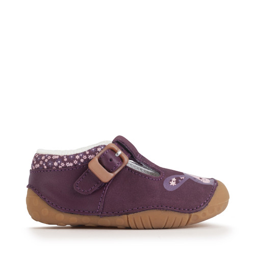 start rite Little Paws Burgundy nubuck/leather bunny girls T-bar buckle pre-walking shoes