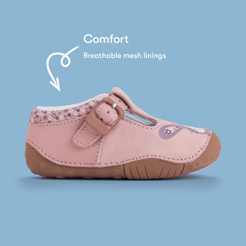 Start Rite Little Paws Dusky Pink Nubuck/leather Bunny Girls T-bar Buckle Pre-walking Shoes