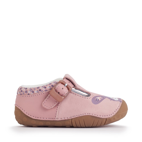 start rite Little Paws Dusky pink nubuck/leather bunny girls T-bar buckle pre-walking shoes