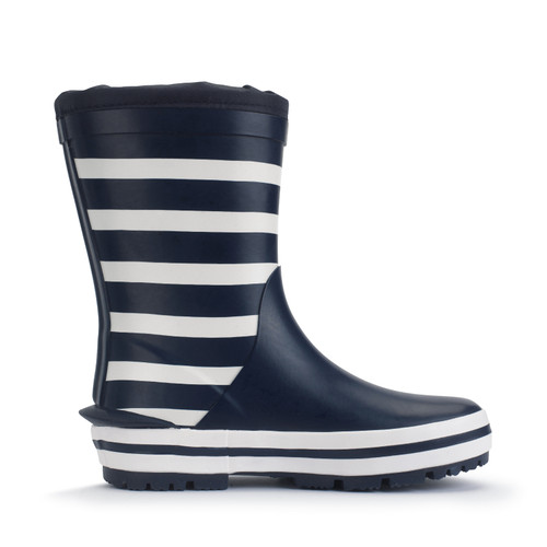 Start Rite Little Puddle Navy White Stripe Slip On Waterproof Wellies