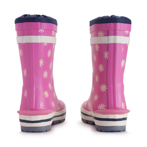 Start Rite Little Puddle Pink Daisy Girls Waterproof Slip-on Wellies