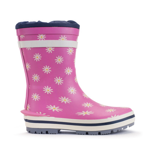 start rite Little Puddle Pink daisy girls waterproof slip-on wellies
