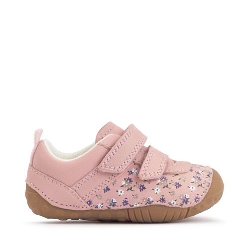 start rite Little Smile Dusky pink leather/nubuck floral girls rip-tape pre-walkers