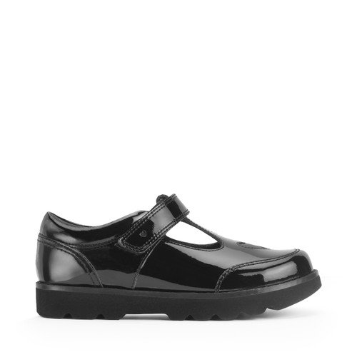 start rite Locket Black patent girls rip-tape T-bar school shoes