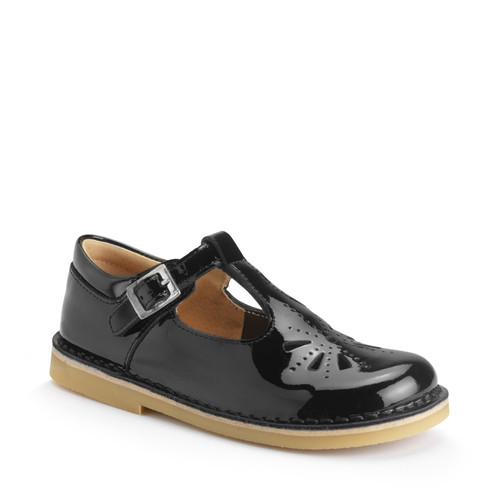 Start Rite Lottie Black Patent Girls Classic Buckle Shoes