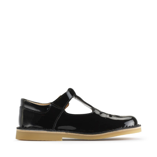Start Rite Lottie Black Patent Girls Classic Buckle Shoes