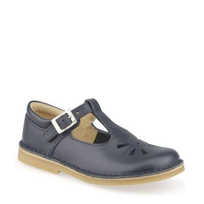 Start Rite Lottie Navy Leather Classic T-bar Buckle Shoes