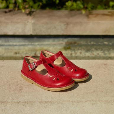 Start Rite Lottie Red Leather Classic T-bar Buckle Shoes