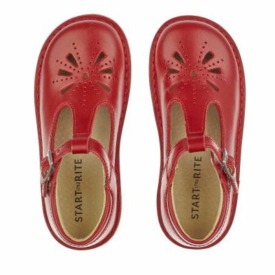 Start Rite Lottie Red Leather Classic T-bar Buckle Shoes