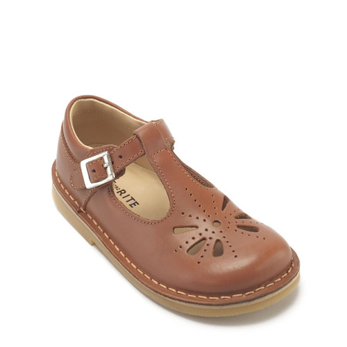 Start Rite Lottie Tan Leather Classic T-bar Buckle Shoes
