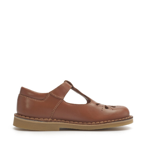 Start Rite Lottie Tan Leather Classic T-bar Buckle Shoes