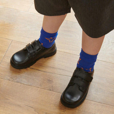 Start Rite Lucky Black Leather Boys Rip-tape Pre-school Shoes