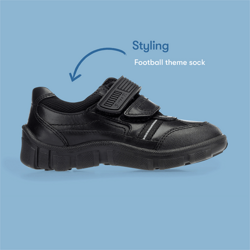 Start Rite Luke Black Leather Boys Rip-tape Casual School Shoes