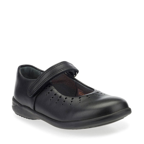 Start Rite Mary Jane Black Leather Girls Rip-tape School Shoes