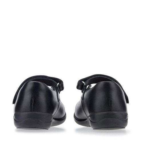 Start Rite Mary Jane Black Leather Girls Rip-tape School Shoes