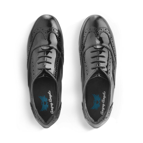 Start Rite Matilda Black Patent Girls Lace-up Closed School Shoes