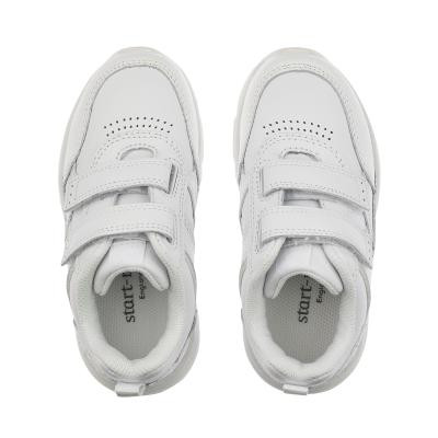Start Rite Meteor White Leather Rip-tape School Trainers