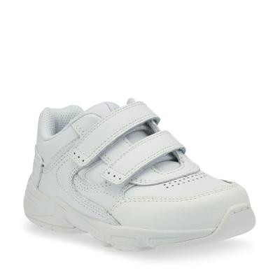 Start Rite Meteor White Leather Rip-tape School Trainers