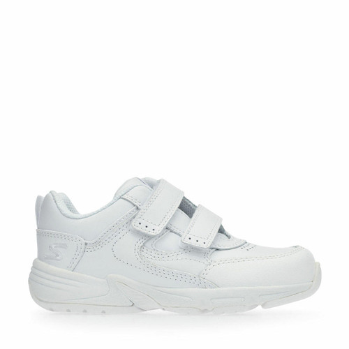 start rite Meteor White leather rip-tape school trainers