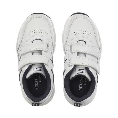 Start Rite Meteor White/navy Leather Rip-tape School Trainers