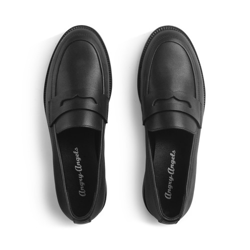 Start Rite Milan Black Leather Slip-on Angry Angels School Loafer Shoes