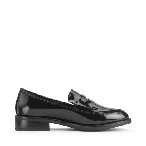 Start Rite Milan Black Patent Girls Slip-on Senior Angry Angels School Loafer Shoes