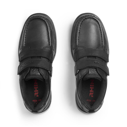 Start Rite Mission Black Leather Boys Rip-tape School Shoes