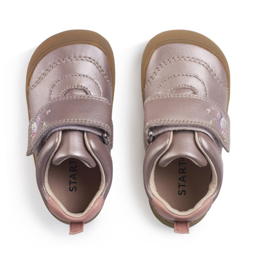 Start Rite Moonbeam Blush Pearlised Leather Rip-tape Girls Unicorn First Walking Shoes