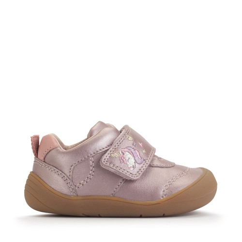 start rite Moonbeam Blush pearlised leather rip-tape girls unicorn first walking shoes